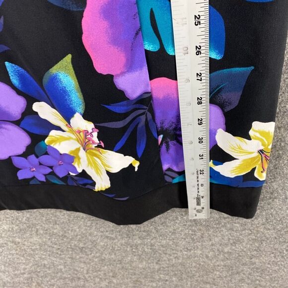 B Works Dress Women 14 Black Floral Sheath Short Zipper Sleeveless Crew Neck - Picture 7 of 9